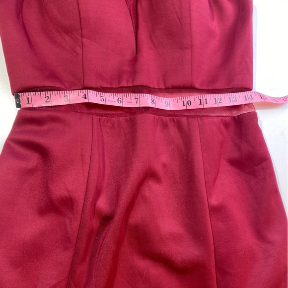 May Queen CoutureUSA Maroon MeshPanels Sleeveless High Neck Maxi Formal Dress 10 - Picture 15 of 16